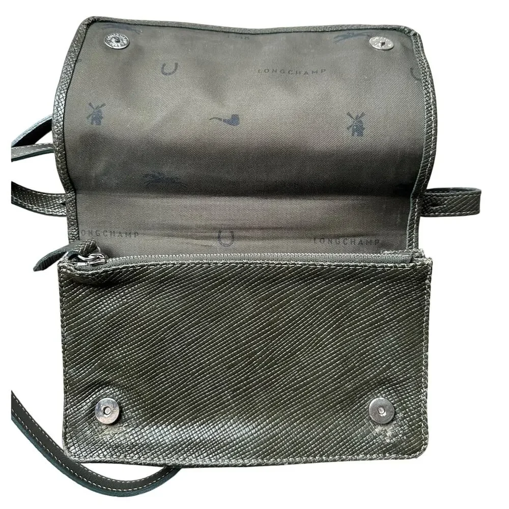Longchamp Compact Pebbled Leather Crossbody Bag